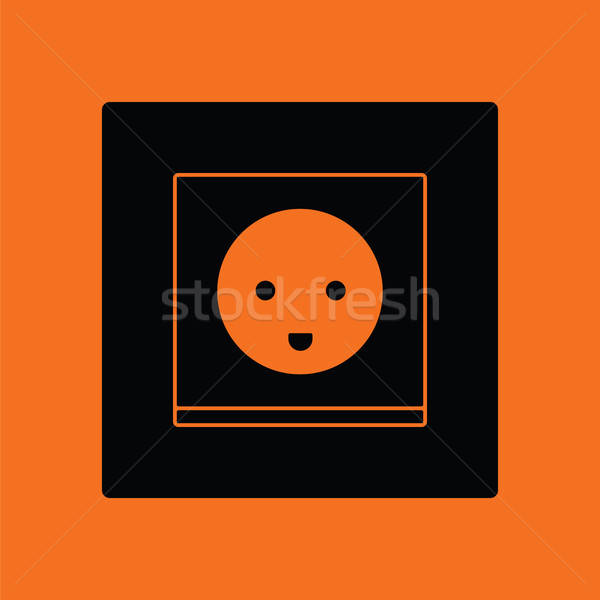 Elektrischen Buchse Symbol orange schwarz Zeichen Stock foto © angelp