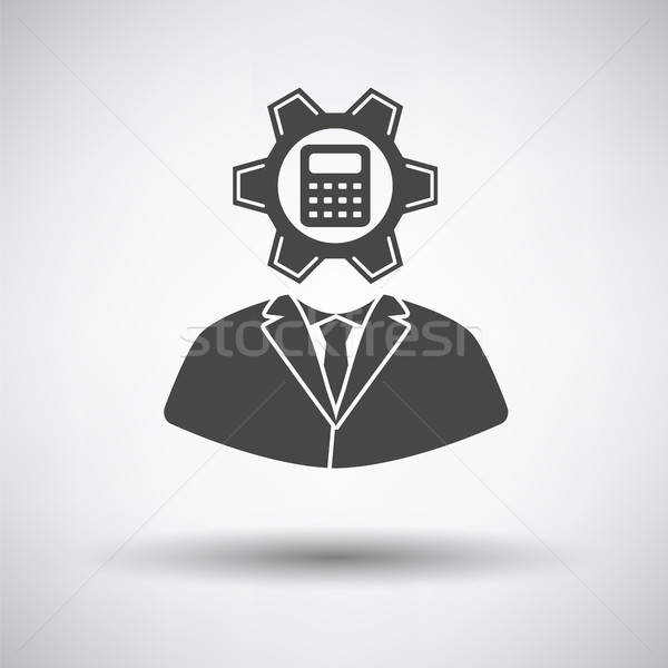 Analyst with gear hed and calculator inside icon Stock photo © angelp