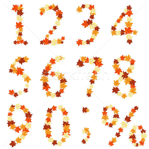 Toamnă frunze numeral set frunze frumuseţe Imagine de stoc © angelp