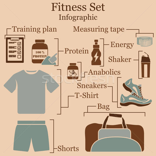 Fitness set  infographics Stock photo © angelp