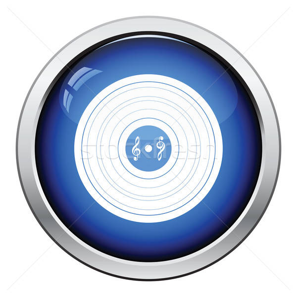 Analoog record icon glanzend knop ontwerp Stockfoto © angelp