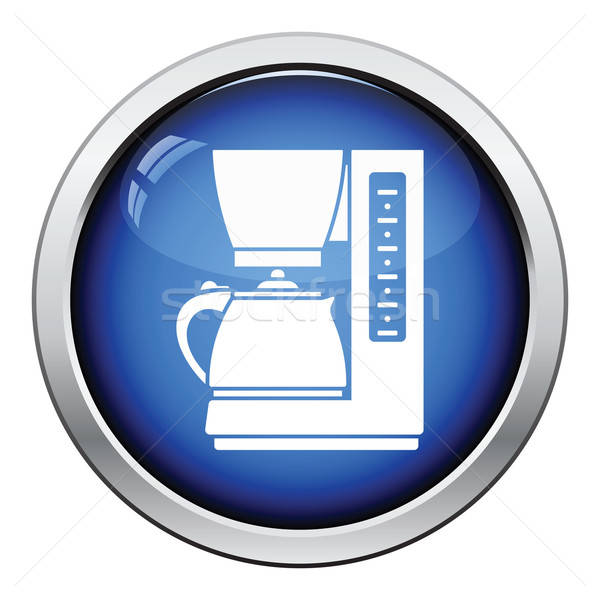 Konyha kávéfőző ikon fényes gomb terv Stock fotó © angelp