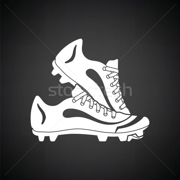 Foto stock: Beisebol · bota · ícone · preto · e · branco · futebol · fundo