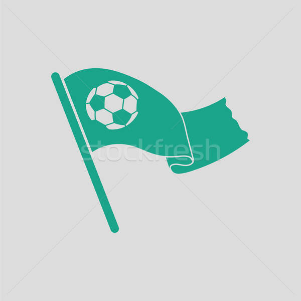 Football fans waving flag with soccer ball icon Stock photo © angelp