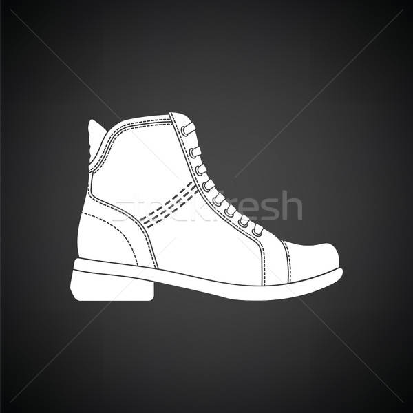 Stock foto: Frau · Boot · Symbol · schwarz · weiß · Design · schwarz