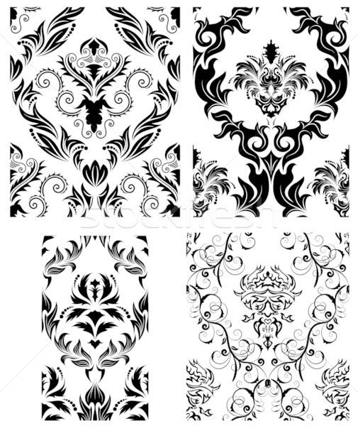 Stock photo: seamless damask patterns set