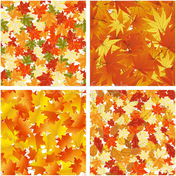 Stock fotó: ősz · végtelen · minta · szett · végtelenített · őszi · levelek · minta
