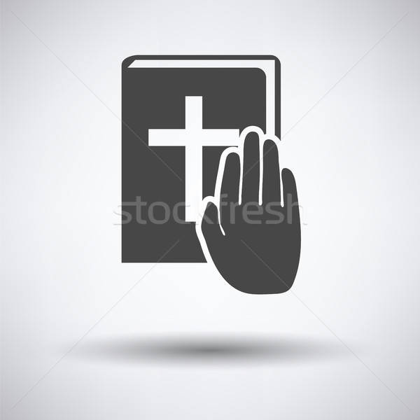 Hand on Bible icon Stock photo © angelp