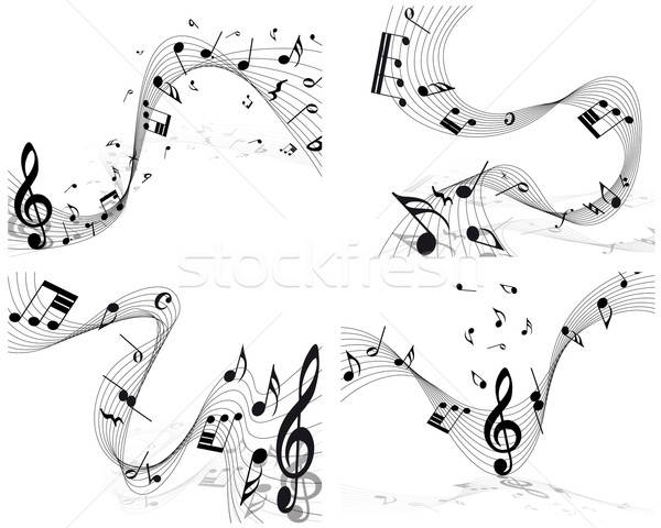 Musical note staff set Stock photo © angelp