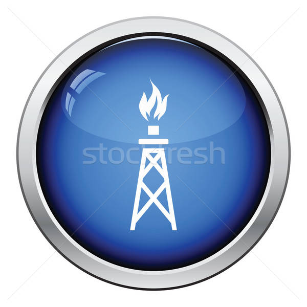 Benzin torony ikon fényes gomb terv Stock fotó © angelp
