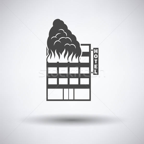 Zdjęcia stock: Hotel · budynku · ognia · ikona · szary · drewna