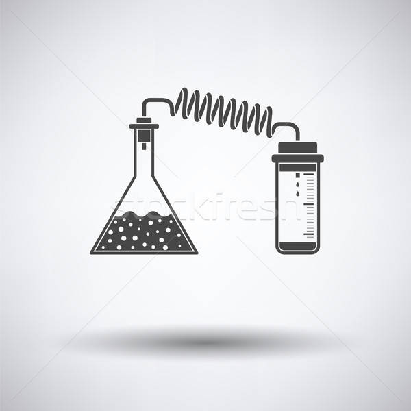 Stock photo: Icon of chemistry reaction with two flask
