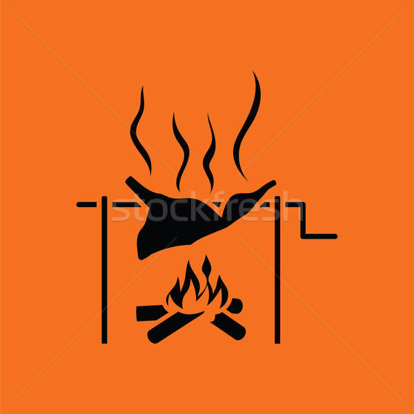 Roasting meat on fire icon Stock photo © angelp