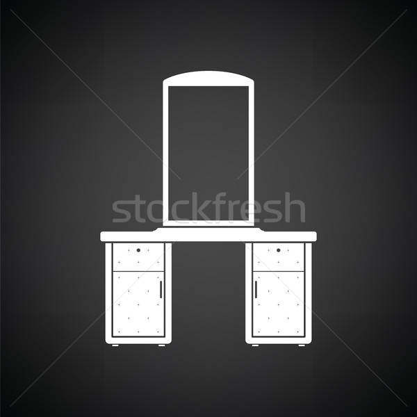 Komód tükör ikon feketefehér otthon háttér Stock fotó © angelp