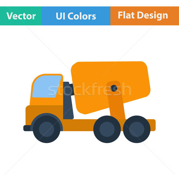Flat design icon of Concrete mixer truck  Stock photo © angelp