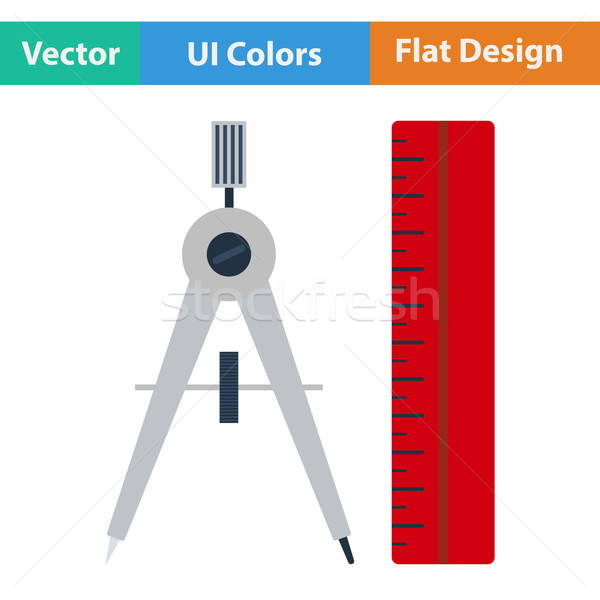 Stock photo: Flat design icon of Compasses and scale