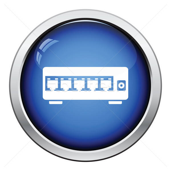 Ethernet schakelaar icon glanzend knop ontwerp Stockfoto © angelp