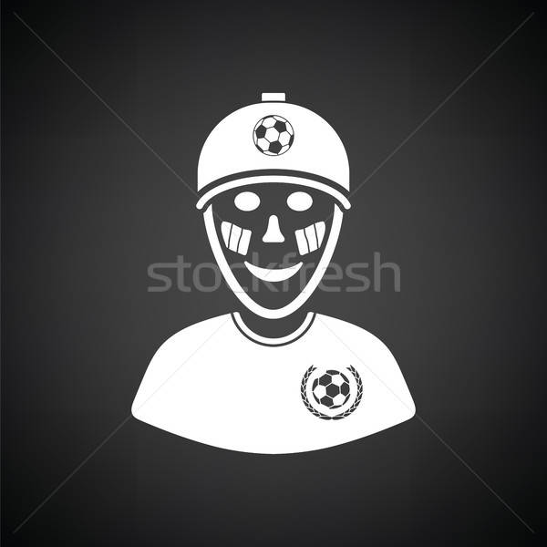 Football fan with painted face by italian flags icon Stock photo © angelp