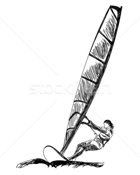 Het windsurfen schets vector eps 10 illustratie Stockfoto © angelp