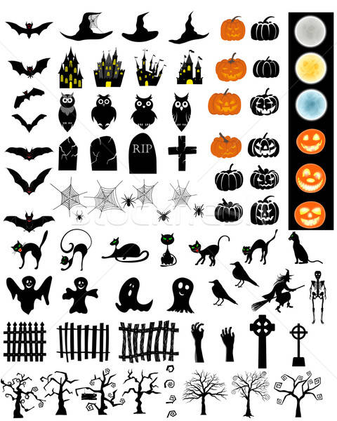 Сток-фото: Хэллоуин · Элементы · набор · праздник · коллекция · Bat