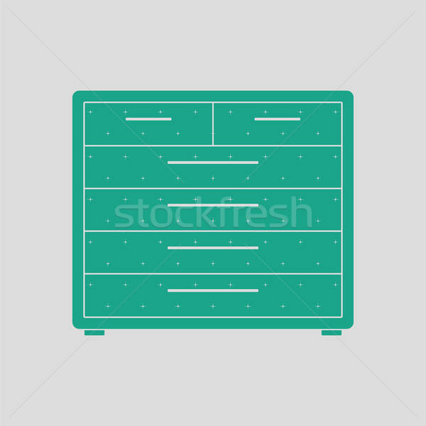 Poitrine tiroirs icône gris vert bois Photo stock © angelp