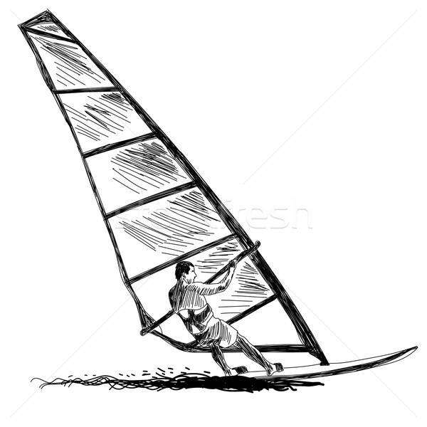 Het windsurfen schets vector eps 10 illustratie Stockfoto © angelp