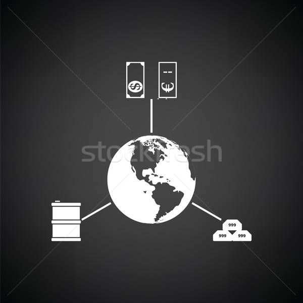 Oil, dollar and gold with planet concept icon Stock photo © angelp