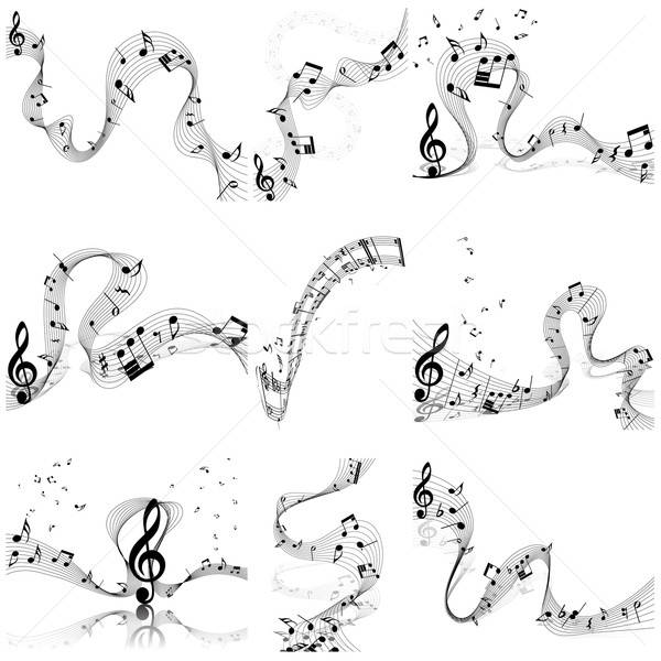 Musical notes staff set Stock photo © angelp