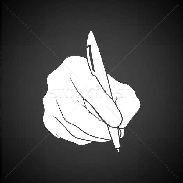 Hand with pen icon Stock photo © angelp