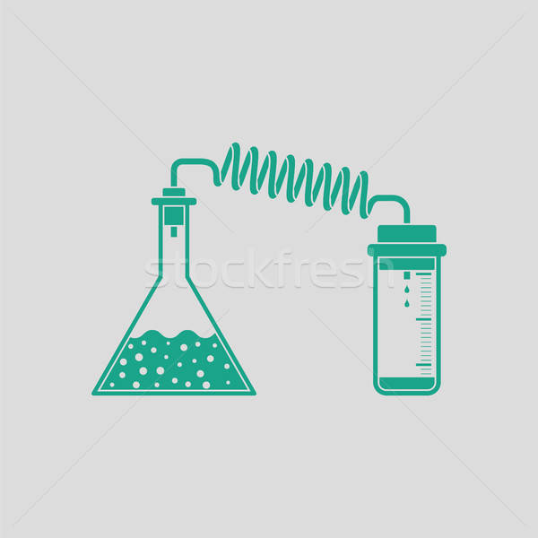 Icon of chemistry reaction with two flask Stock photo © angelp