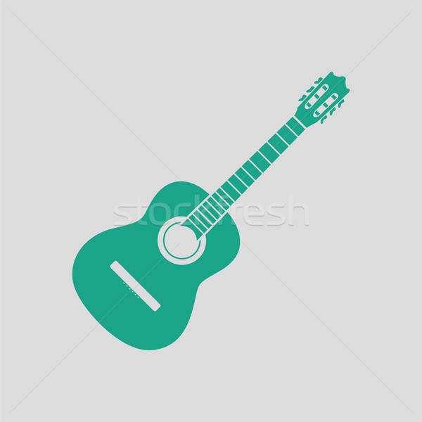 Foto stock: Violão · ícone · cinza · verde · música · guitarra