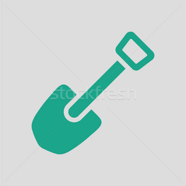 Stockfoto: Camping · schop · icon · grijs · groene · bouw