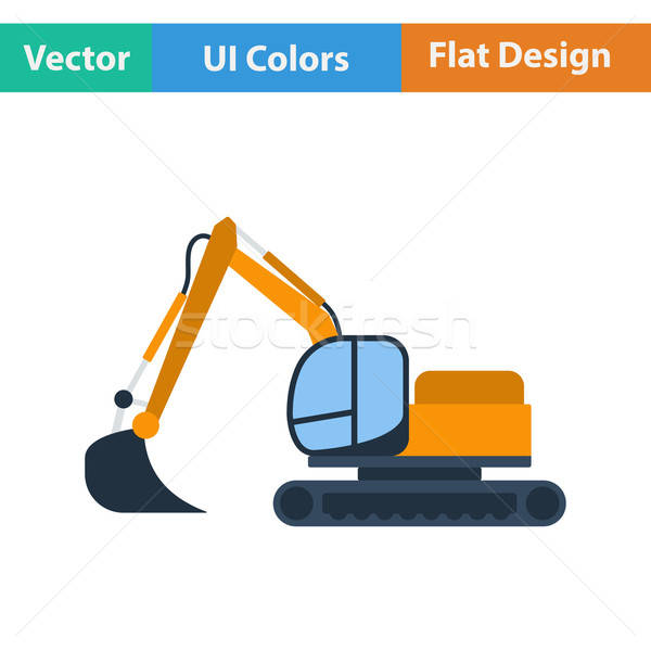 Flat design icon of construction bulldozer Stock photo © angelp