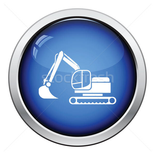 Icon bouw graafmachine glanzend knop ontwerp Stockfoto © angelp