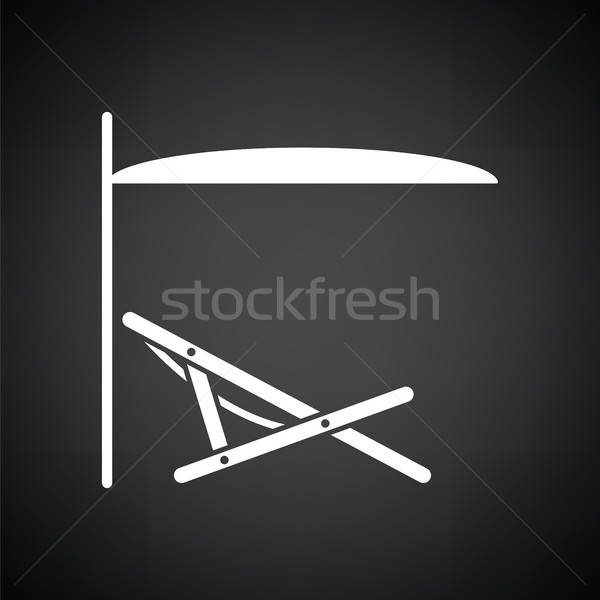 Stockfoto: Zee · strand · paraplu · icon · zwart · wit · reizen