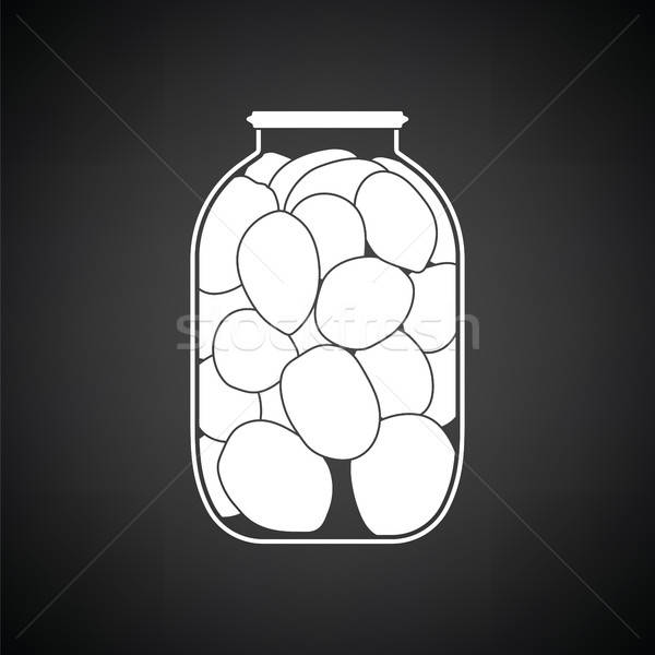 Dobozos paradicsomok ikon feketefehér üveg háttér Stock fotó © angelp