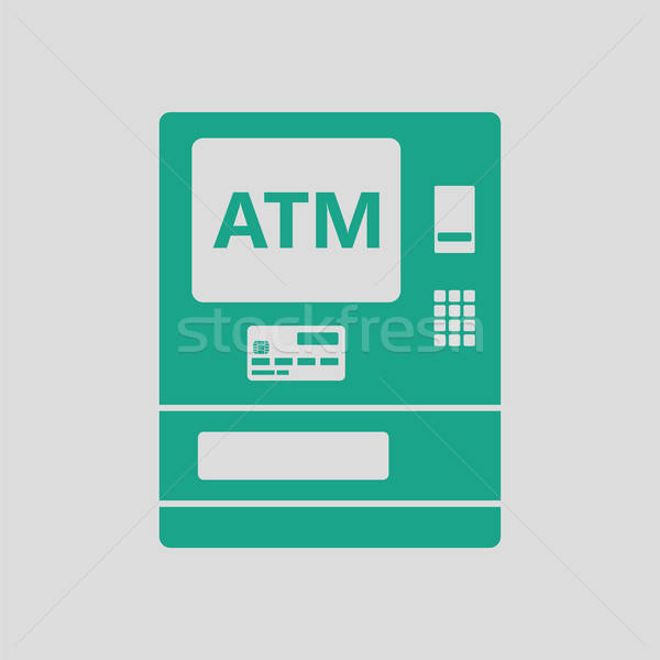 Bankautomata ikon szürke zöld pénz technológia Stock fotó © angelp