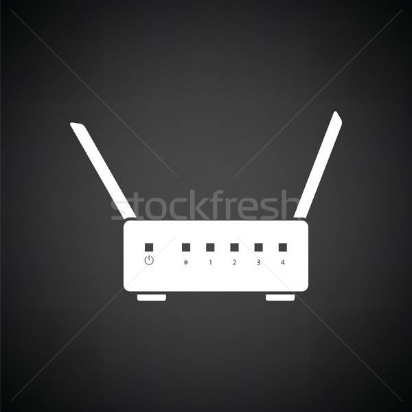 Wifi router ikona czarno białe biuro sieci Zdjęcia stock © angelp