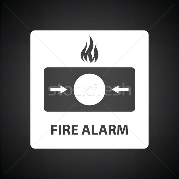 Yangın alarmı ikon siyah beyaz Metal imzalamak siyah Stok fotoğraf © angelp