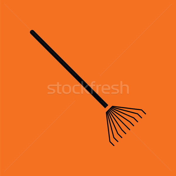 Rastrillo icono naranja negro hierba trabajo Foto stock © angelp