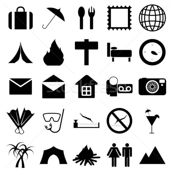 travel icons set Stock photo © angelp