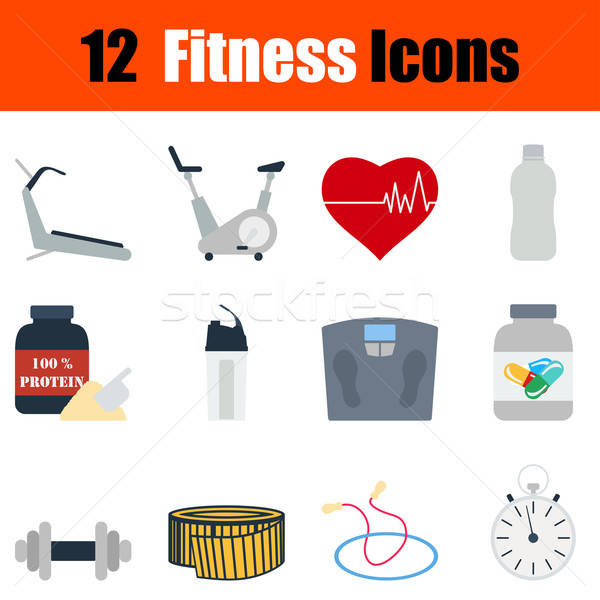 Flat design fitness icon set  Stock photo © angelp