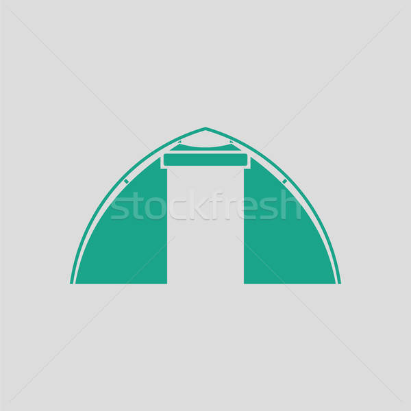 Turisztikai sátor ikon szürke zöld felirat Stock fotó © angelp