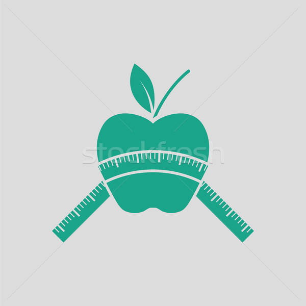 [[stock_photo]]: Pomme · icône · gris · vert · alimentaire