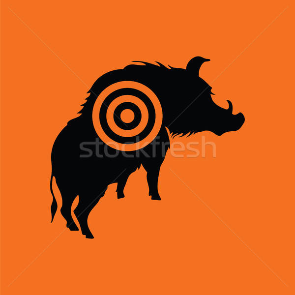 Boar silhouette with target icon Stock photo © angelp