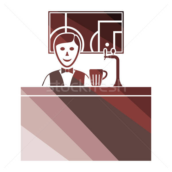 Sport bar stand with barman behind it and football translation o Stock photo © angelp