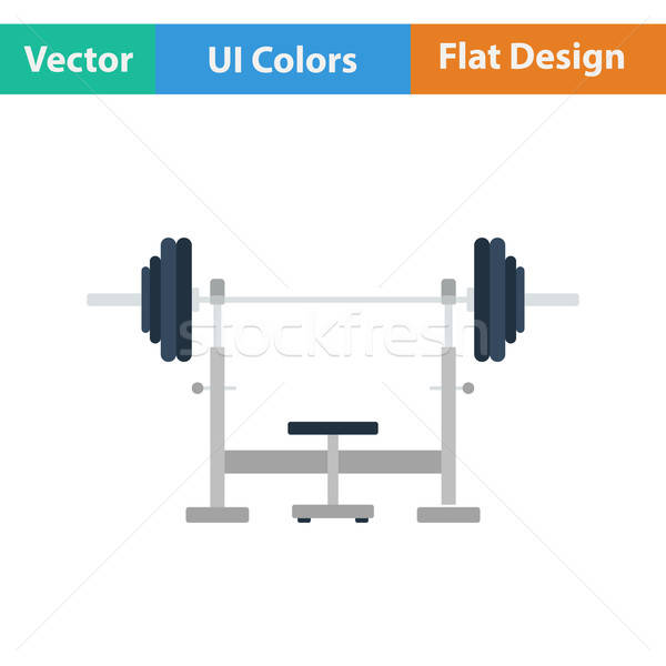 Flat design icon of Bench with barbell Stock photo © angelp
