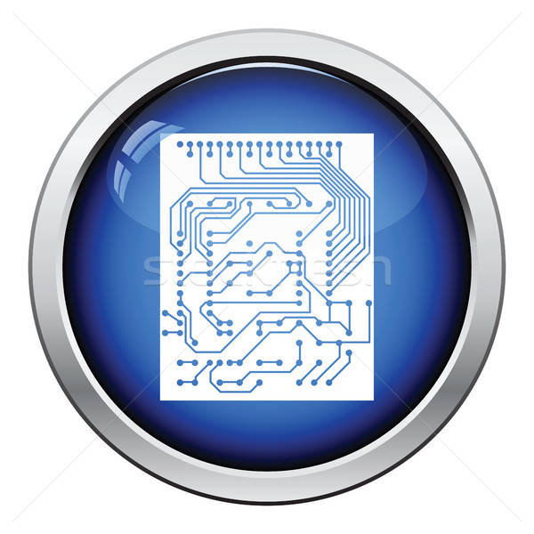 Circuit icon glanzend knop ontwerp abstract Stockfoto © angelp