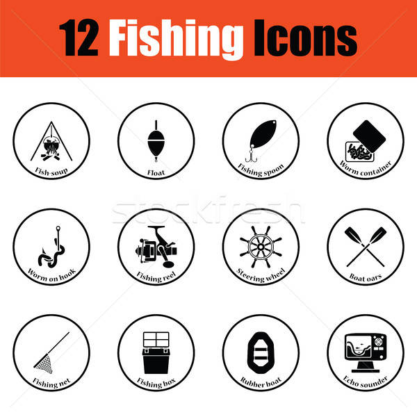 Fishing icon set Stock photo © angelp