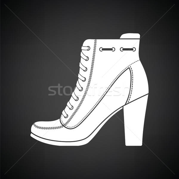 Kostka boot ikona czarno białe moda czarny Zdjęcia stock © angelp